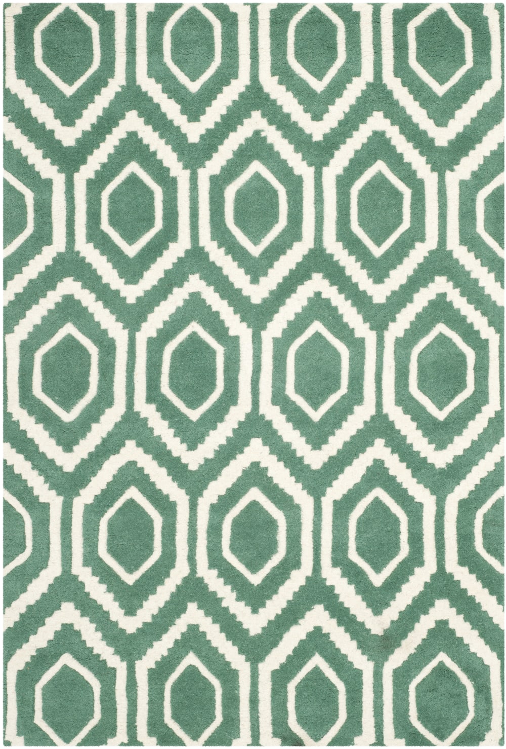 Alfombra contemporáneo de lana azul/blanco, 122 x 183 cm - Maisons du Monde