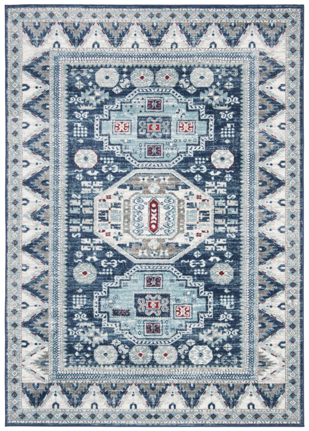 Tapis traditionnel en polypropylène bleu/beige, 122 x 183 cm