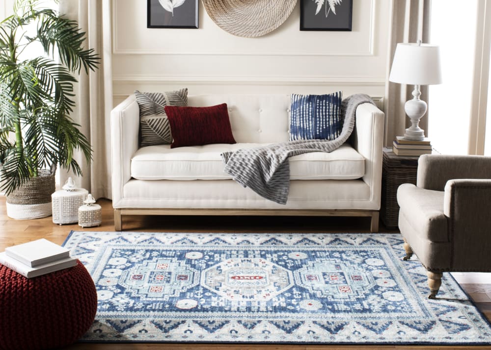 Tapis traditionnel en polypropylène bleu/beige, 122 x 183 cm — vue 3