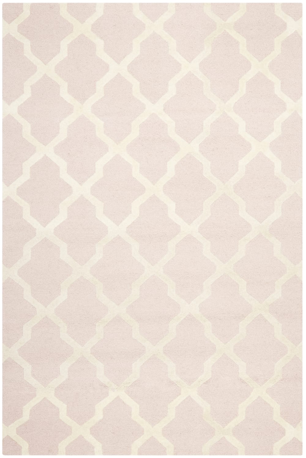 Alfombra enrejado de lana rosa/blanco, 152 x 244 cm - Maisons du Monde