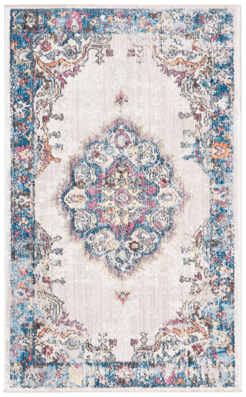 Tapis de transition en polyester gris/bleu, 122 x 183 cm