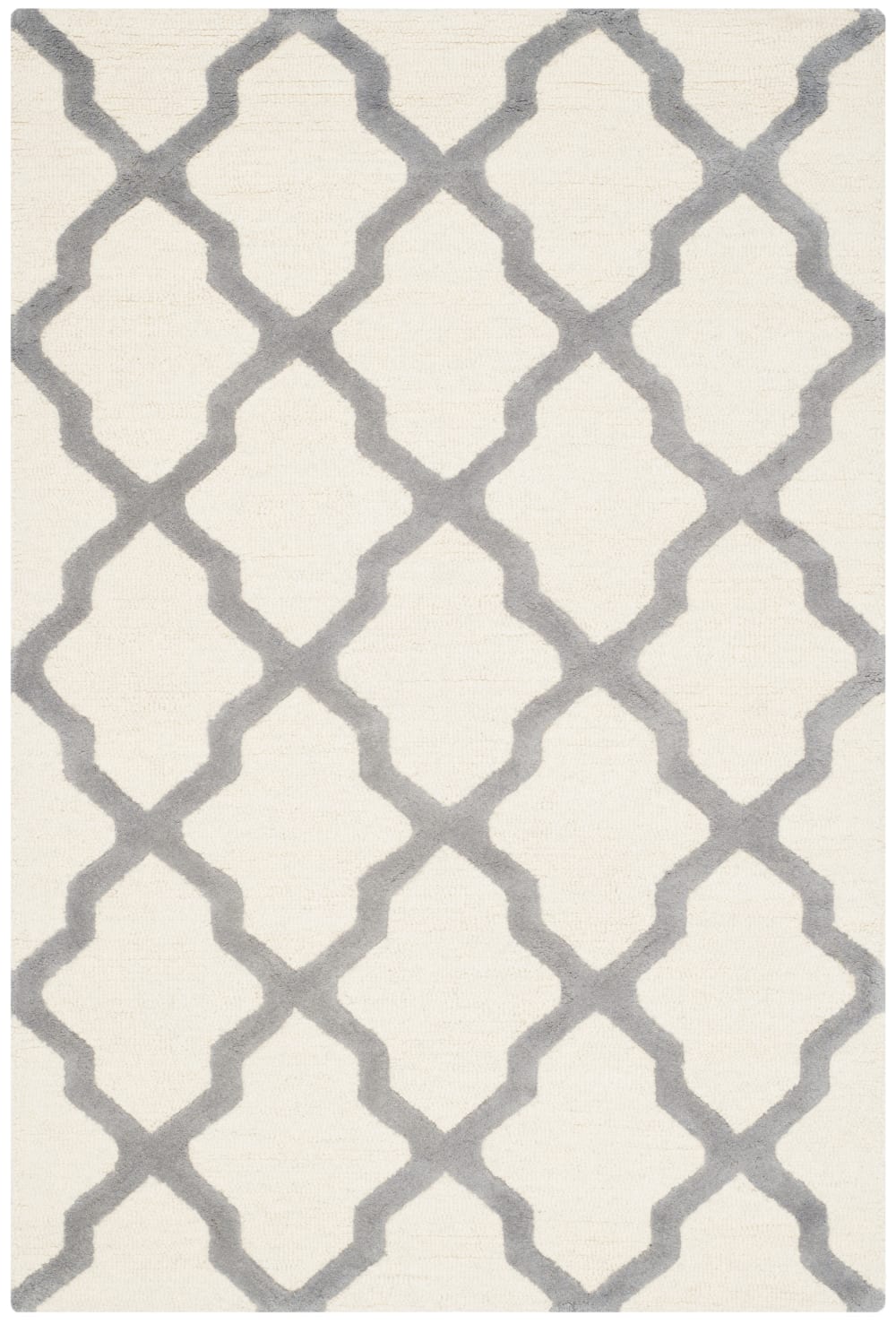 Alfombra enrejado de lana blanco/plata, 122 x 183 cm