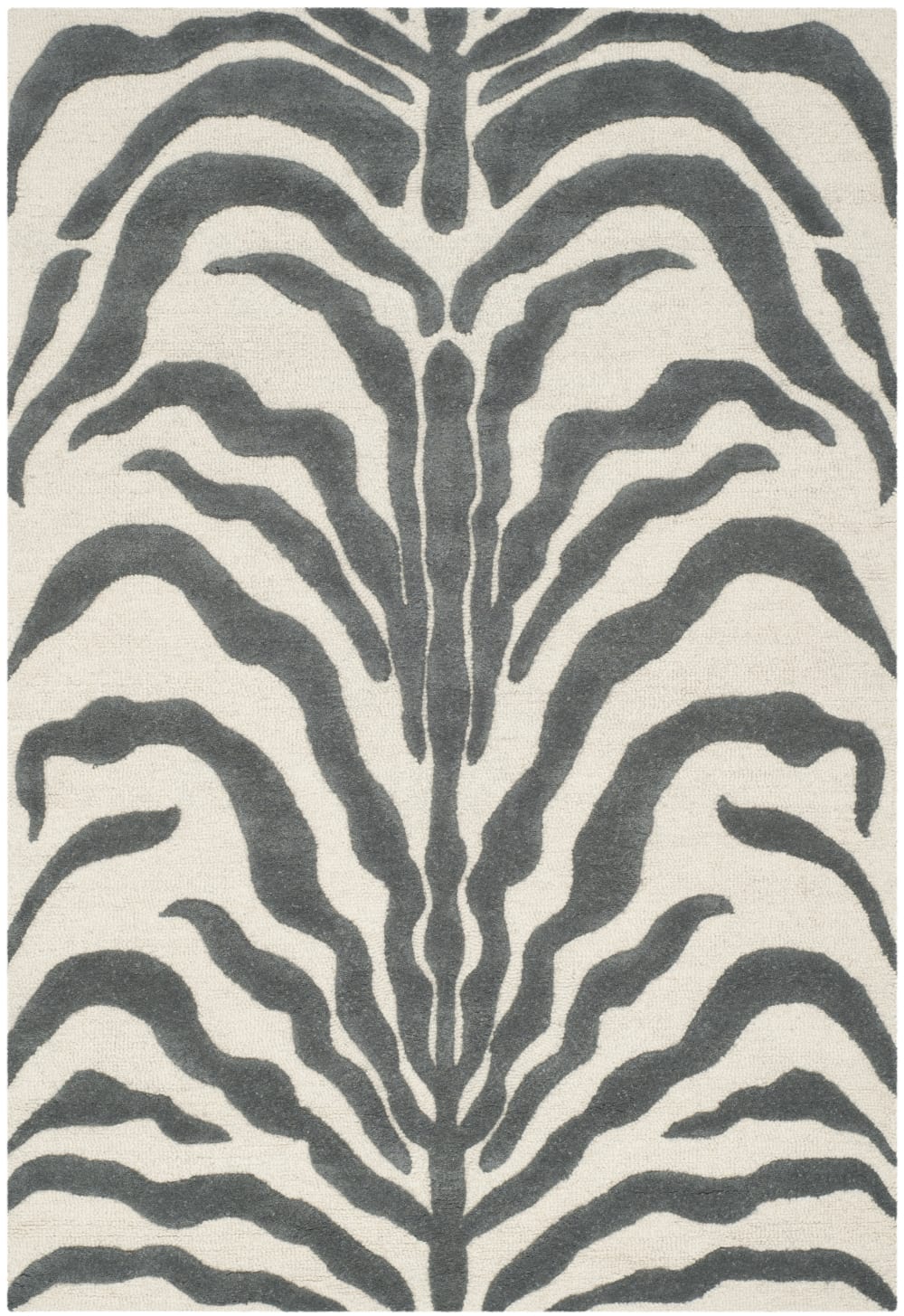Tapis zèbre en laine blanc/gris, 122 x 183 cm
