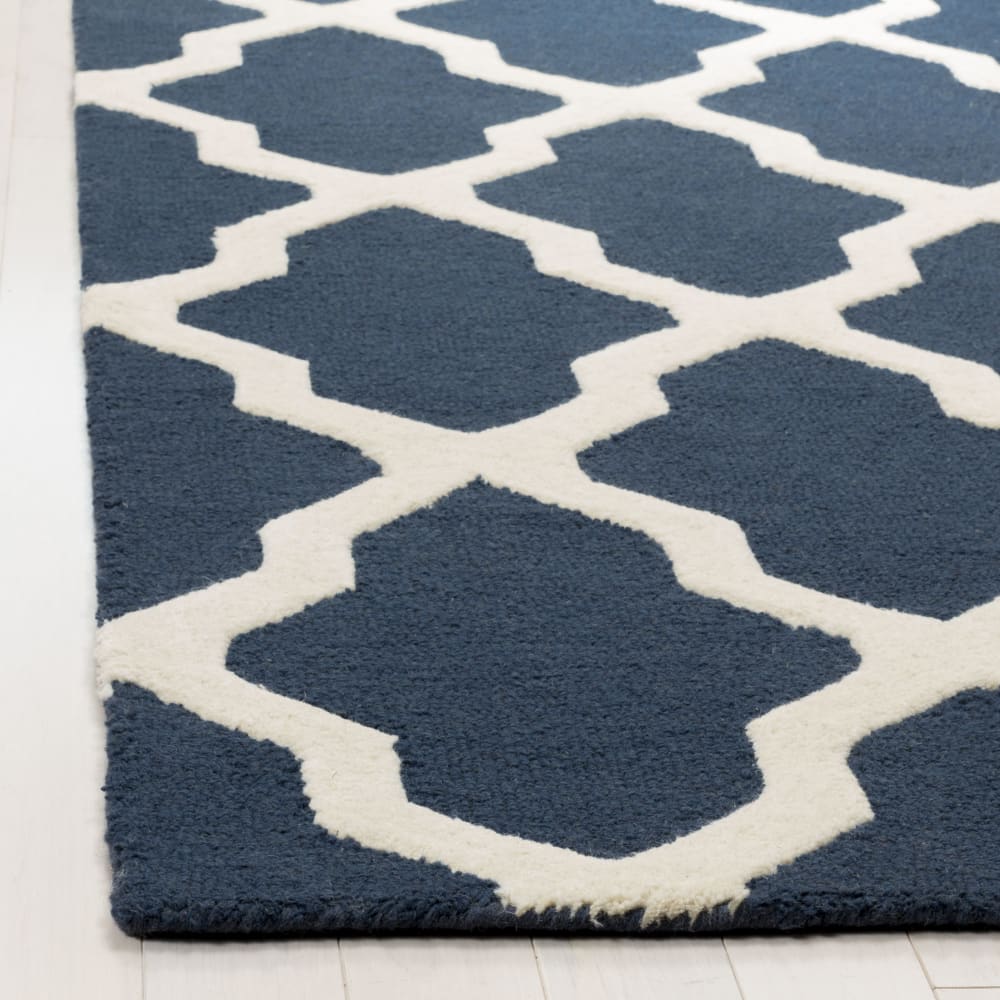 Tapis treillis en laine bleu/blanc, 122 x 183 cm — vue 4