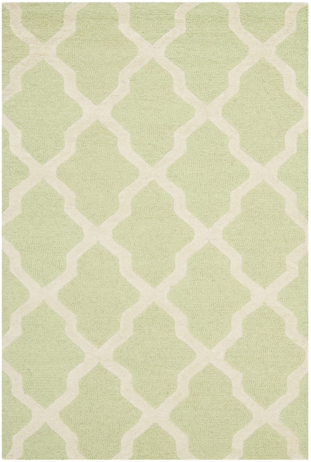 Alfombra enrejado de lana verde/blanco, 122 x 183 cm - Maisons du Monde