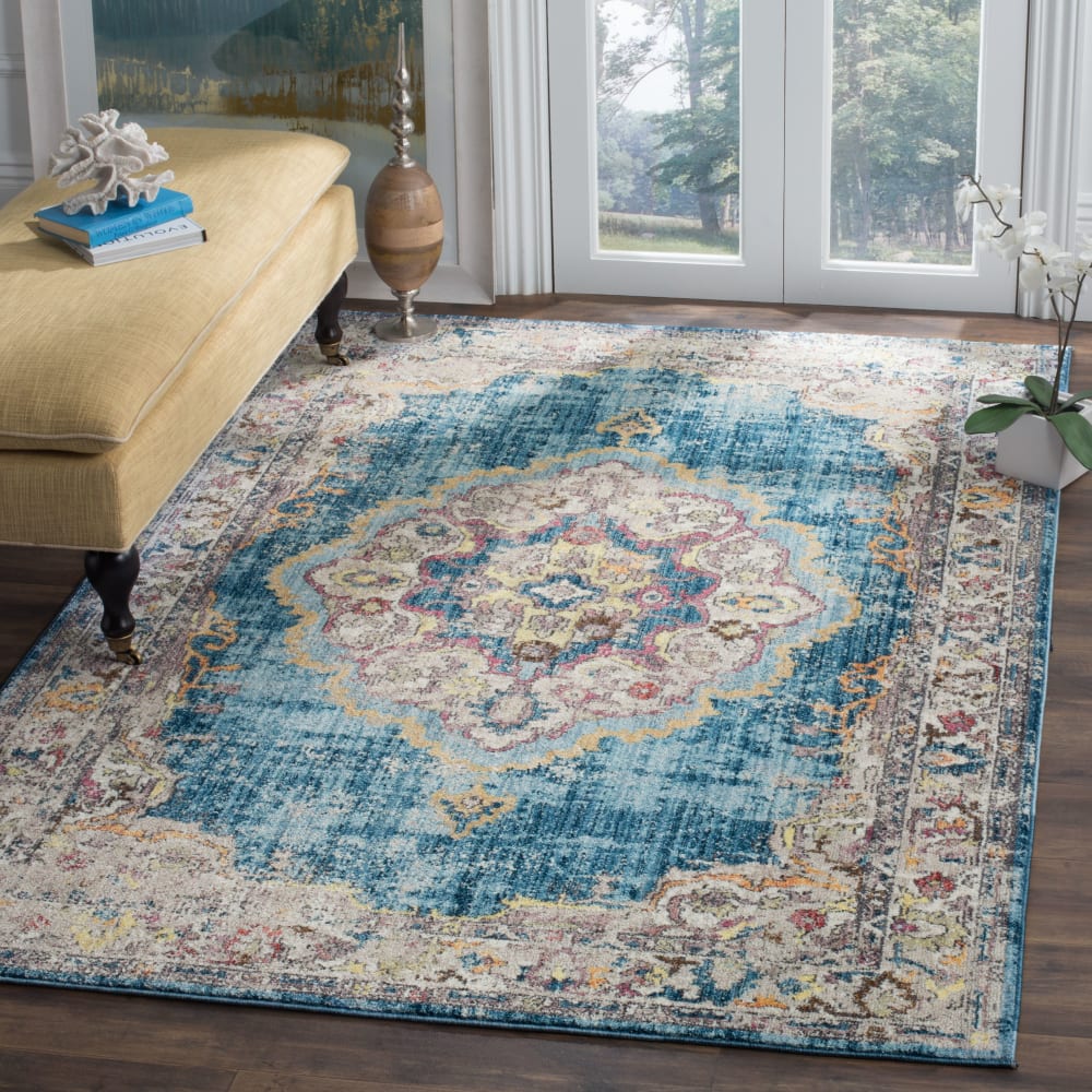 Tapis de transition en polyester bleu/gris, 122 x 183 cm — vue 3