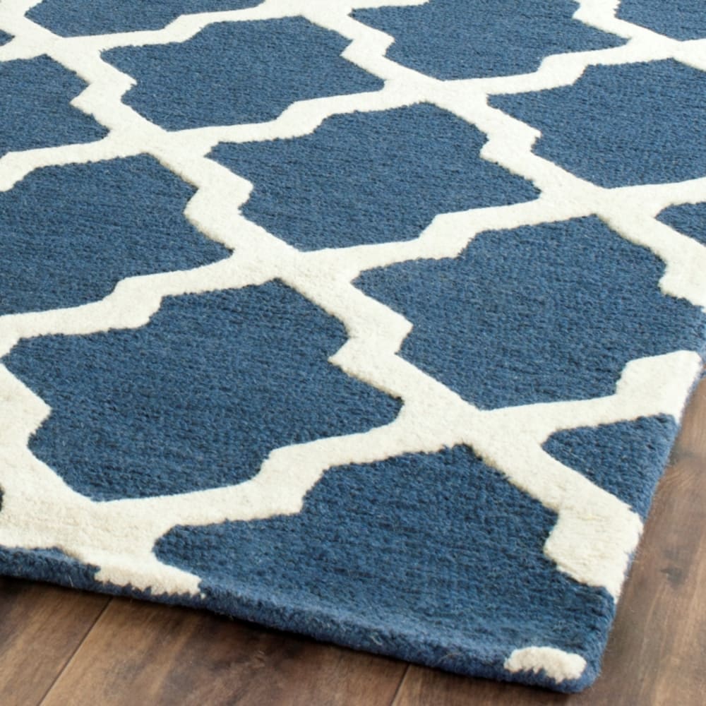 Tapis treillis en laine bleu/blanc, 183 x 274 cm — vue 4