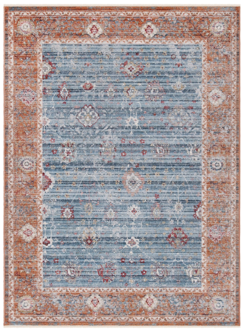 Alfombra tradicional de poliéster azul/rojo, 122 x 183 cm