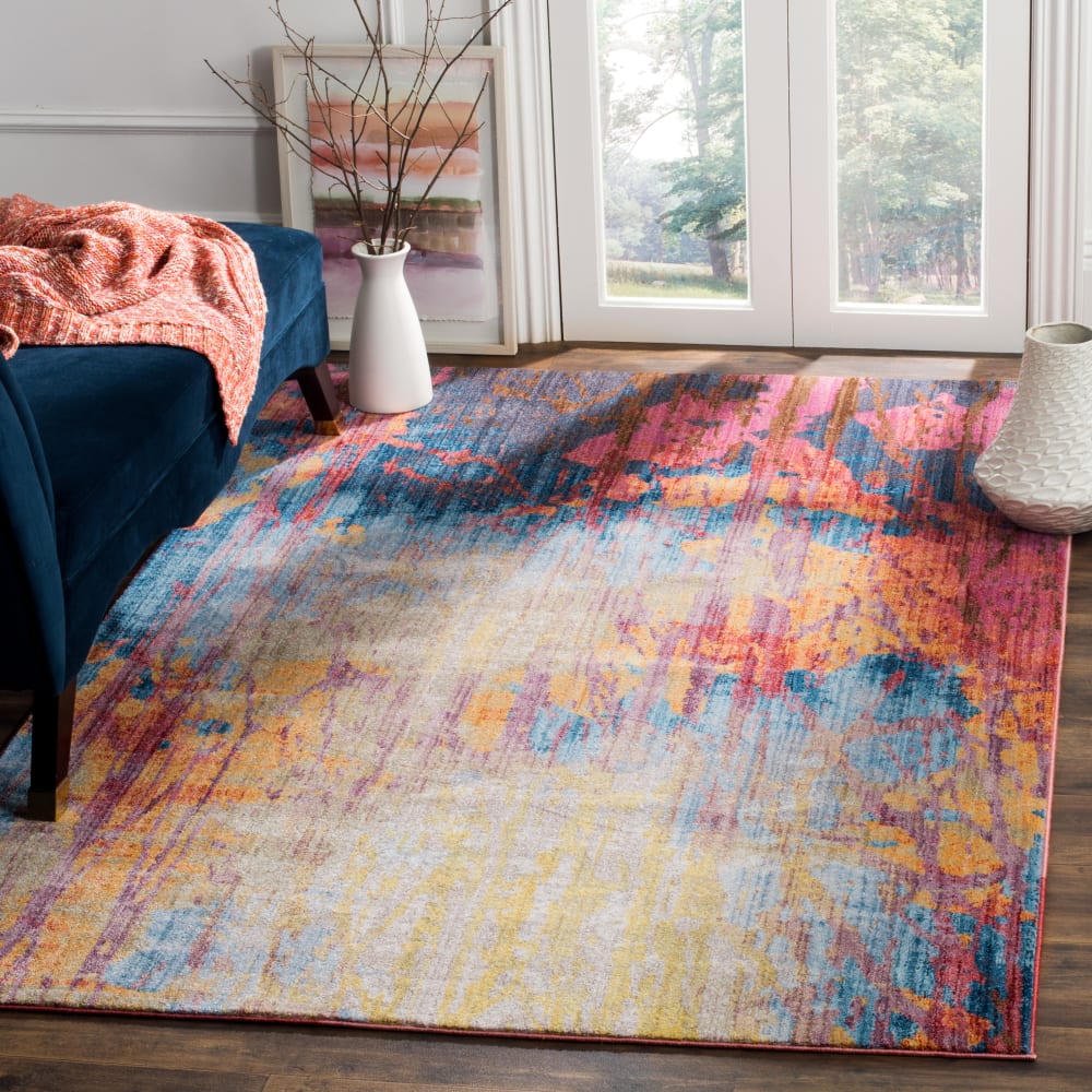 Tapis de transition en polyester bleu/orange, 122 x 183 cm — vue 3