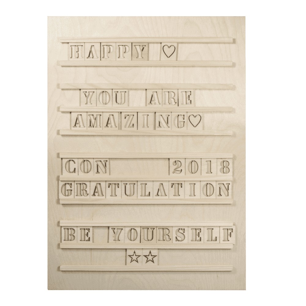 Youdoit Tableau à lettres en bois 30x42cm + 96 lettres Beige