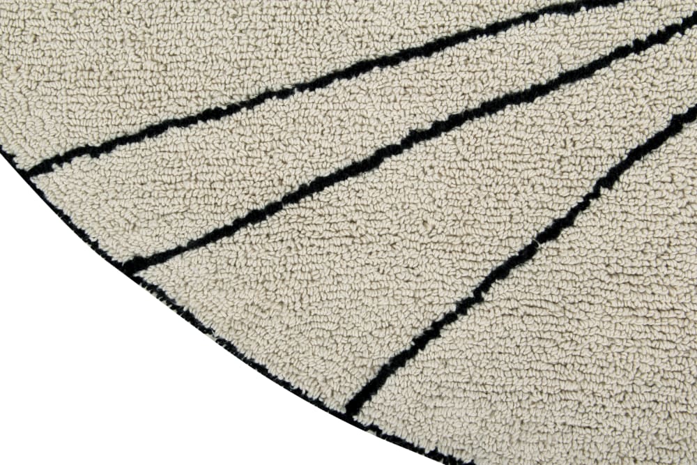 Tapis coton rond lignes graphiques beige D160 — vue 4