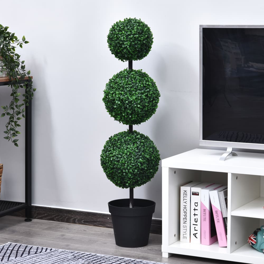 Buis artificiel topiaire forme de boules ø 30 x 112h cm vert - Maisons du Monde