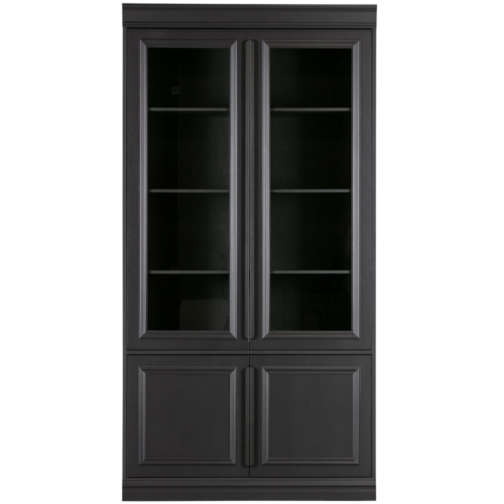 WOOOD Vitrinenschrank mit 2 Türen aus Kiefer, Schwarz style modern Schwarz Holz