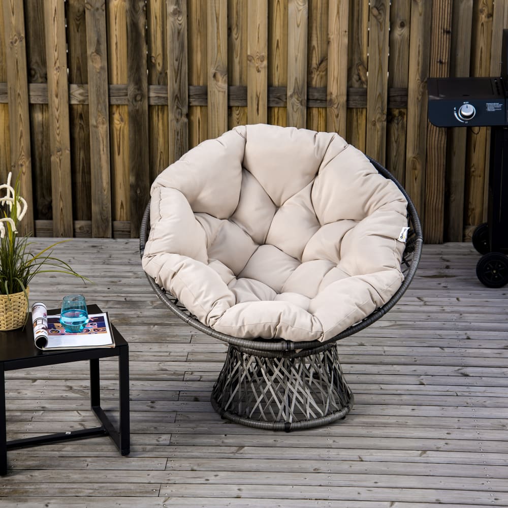 Fauteuil papasan pivotant grand confort crème