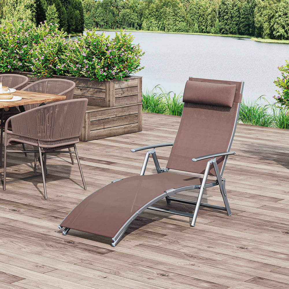 Transat inclinable multi-positions pliable marron