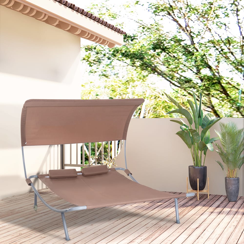 Bain de soleil 2 places design contemporain marron foncé