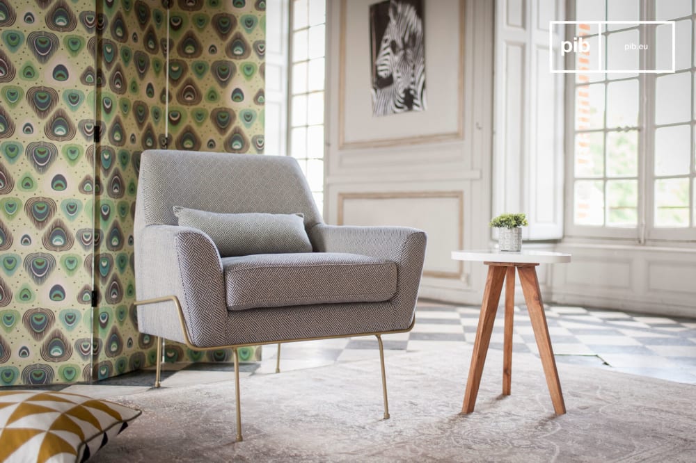 Sillon de tela gris y azul