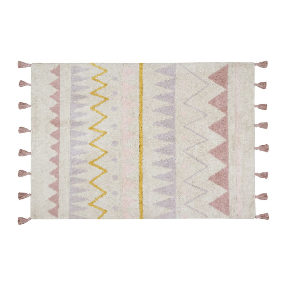 LORENA CANALS Waschbarer Teppich aus aztekischer Baumwolle, 120 x 160 cm, rosa Beige