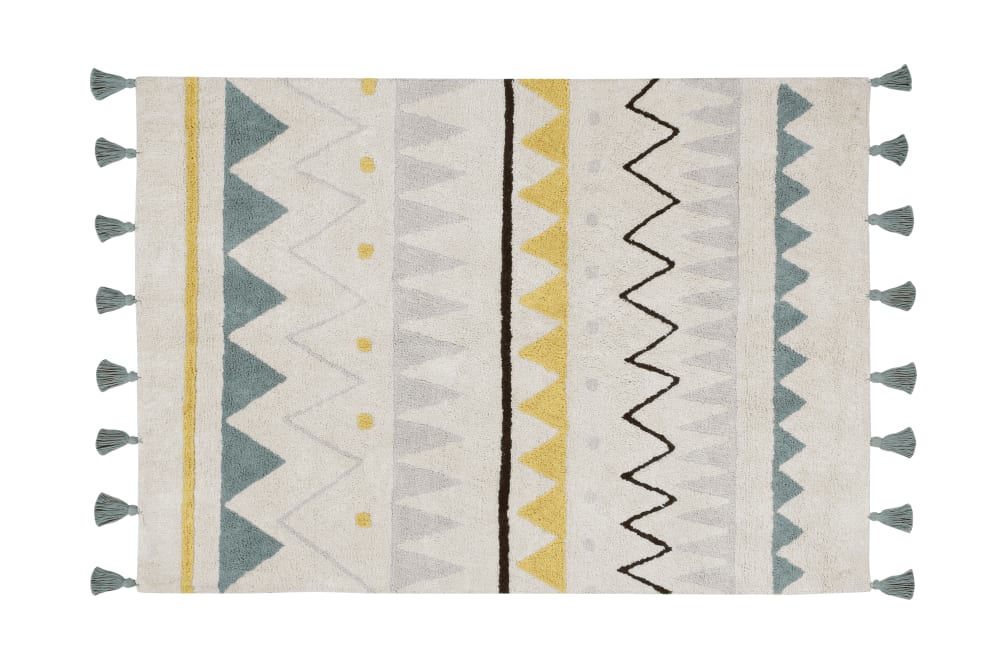 Waschbarer Teppich Aus Aztekischer Baumwolle, 120 X 160 Cm, Blau