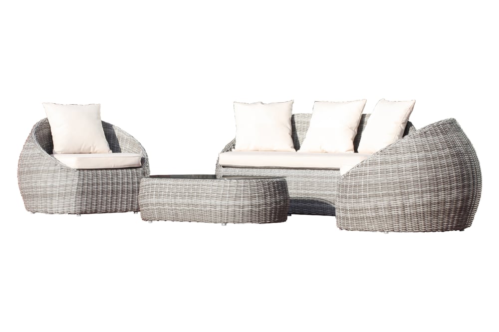 Salon de jardin 5 places en résine tressée rondee