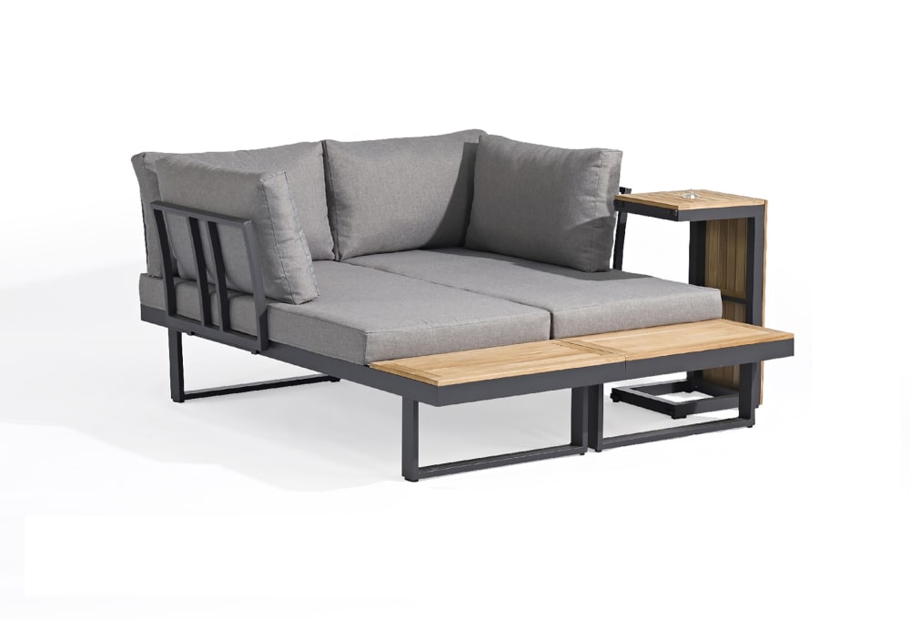Salon de jardin modulable 4 places en bois d'acacia et aluminium gris - Maisons du Monde