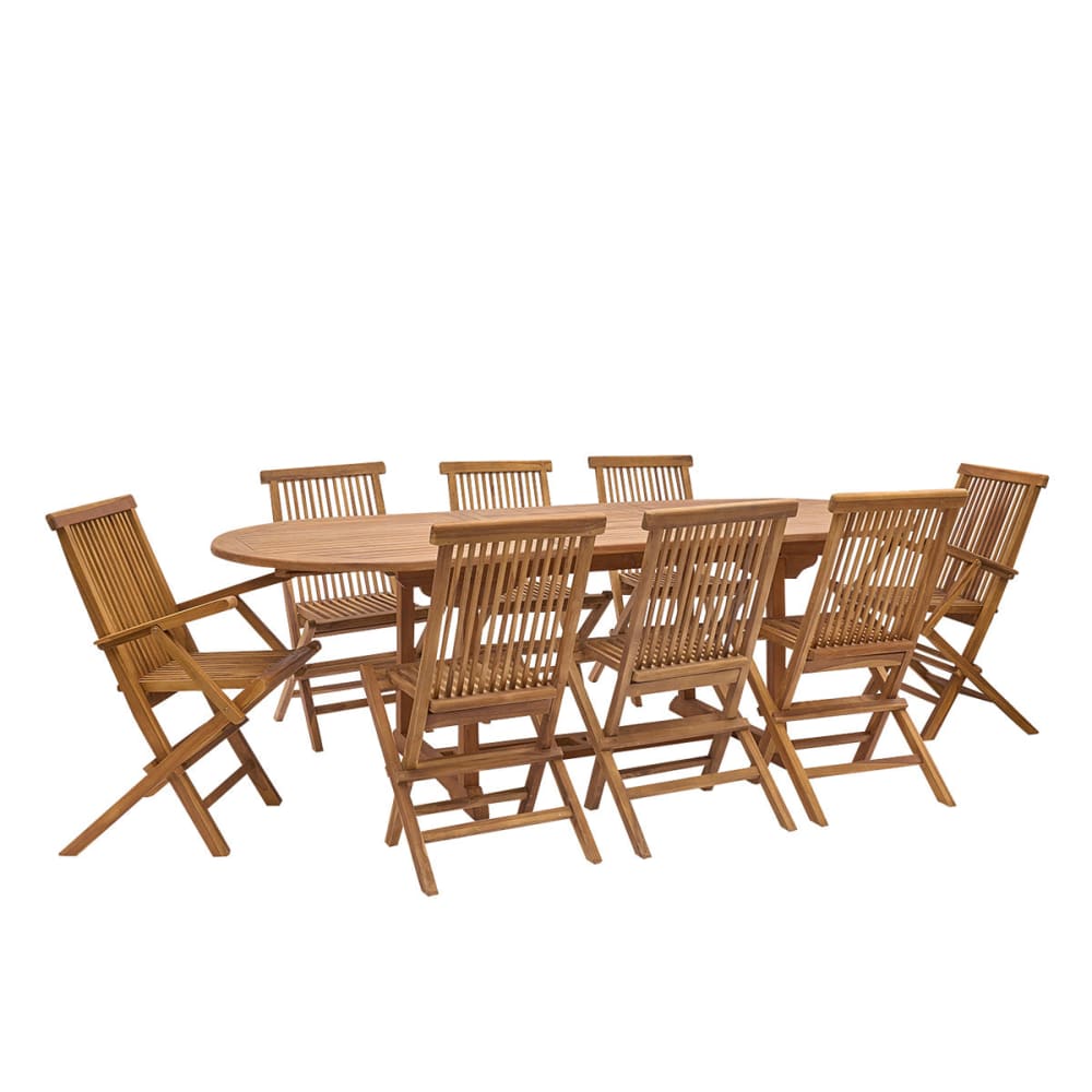Salon de jardin en teck huilé massif extensible 8/10 pers. - Maisons du Monde
