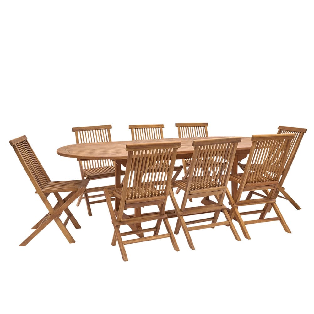 Salon de jardin en teck huilé massif extensible 8/10 pers. - Maisons du Monde