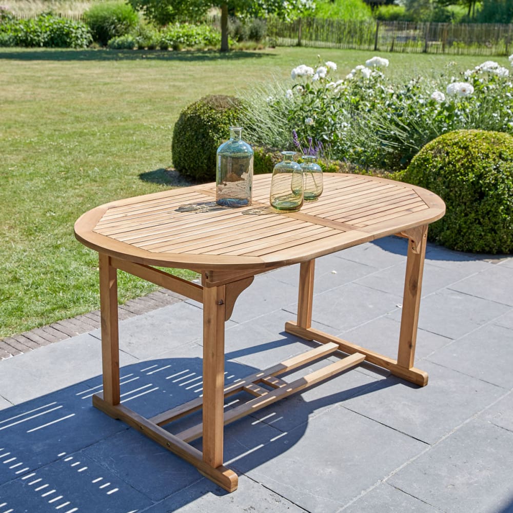 Table de jardin en acacia massif extensible ovale 6/8 pers.