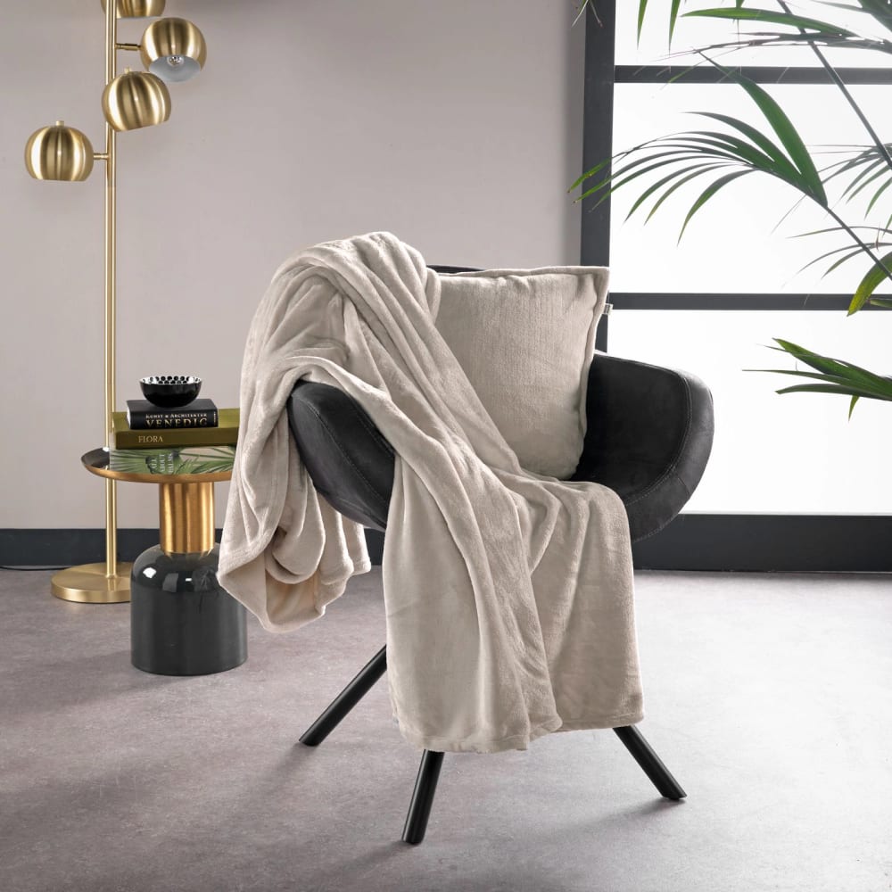 Plaid beige 150x200 cm Couleur unie