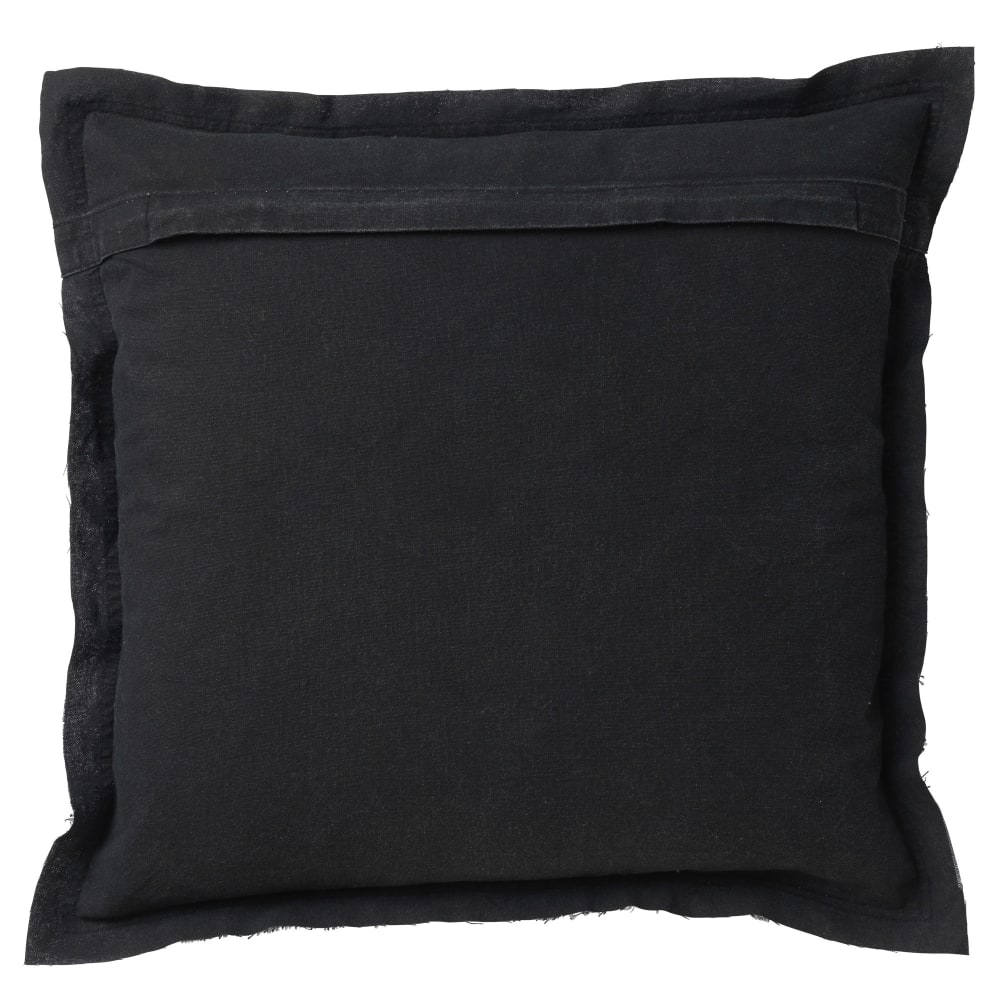 Housse de coussin noir en coton-45x45 cm uni — vue 3