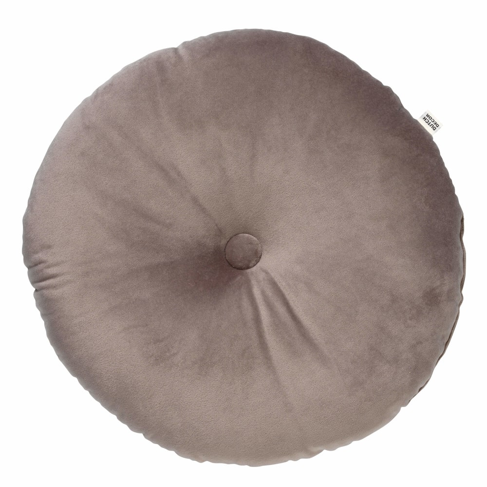 OLLY - Coussin Ø38 cm - Rond velours - Driftwood - Taupe