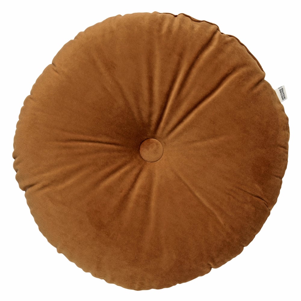 OLLY - Coussin 40 cm - Rond velours - Tobacco Brown - Marron