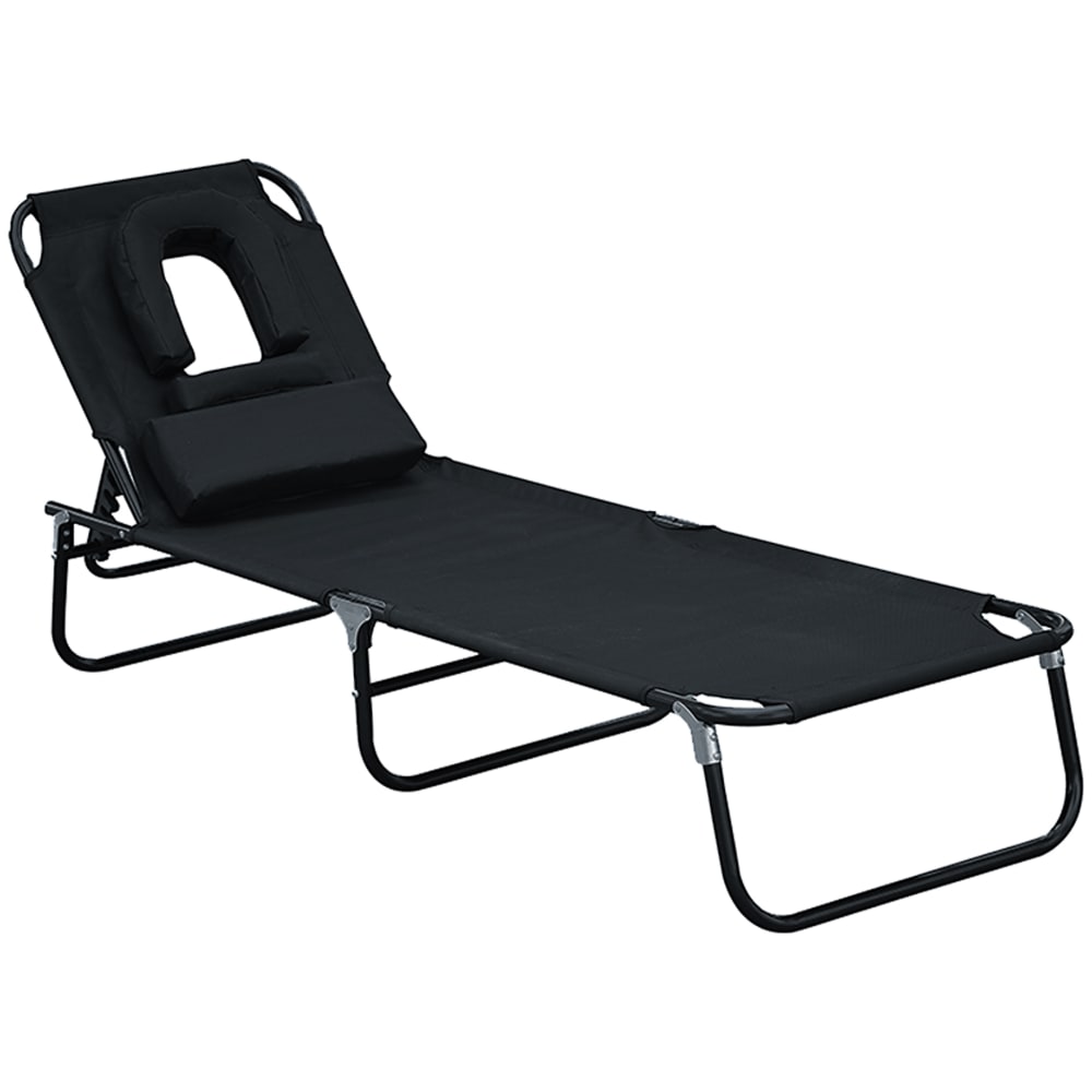 Bain de soleil inclinable pliable noir