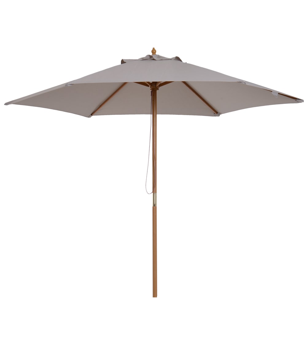 Parasol droit rond grande taille de jardin bambou gris D2,5cm