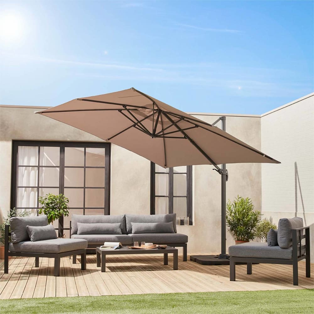 Parasol haut de gamme déporté carré inclinable 3x3m beige