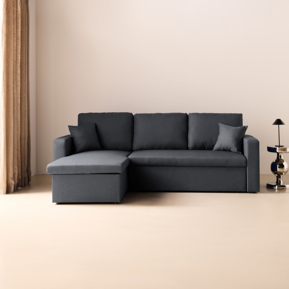 sweeek Ecksofa wendbar Stoffsofa Dunkelgrau Meliert 3-Sitzer style modern - Stoff