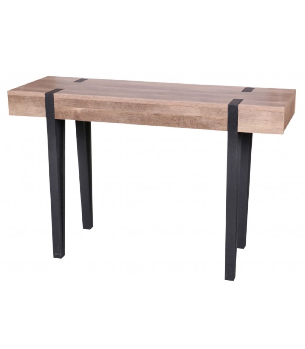 Console d'entrée bois et métal noir L120cm