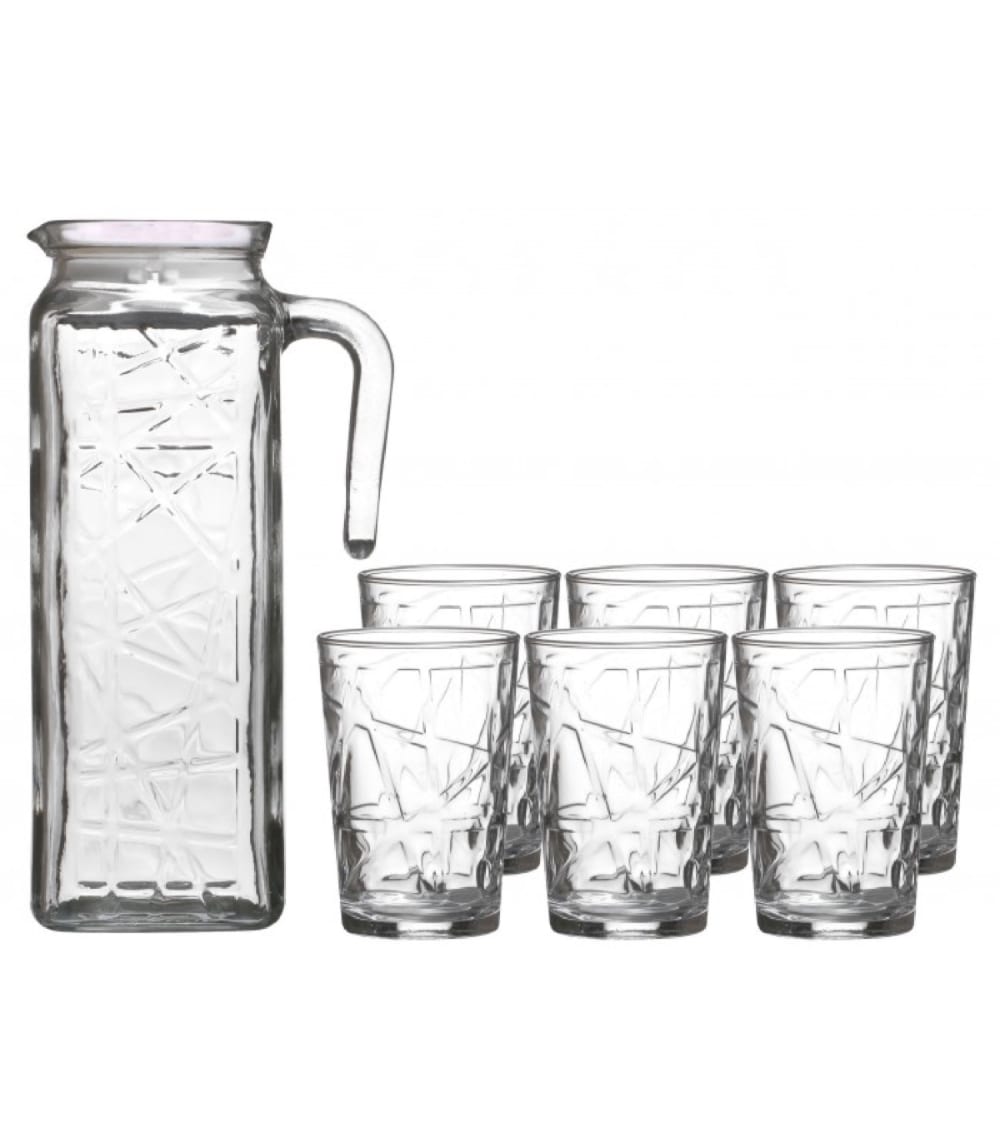 Coffret jus de fruit 6 verres + 1 carafe en verre
