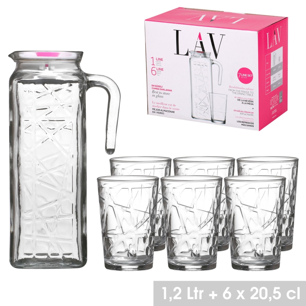 Coffret jus de fruit 6 verres + 1 carafe en verre - Maisons du Monde