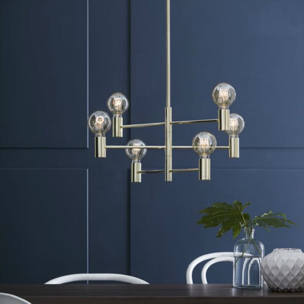 Suspension 6 lumières avec 3 bras orientables métal D62cm - Maisons du Monde