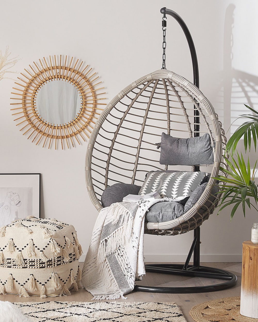 Support pour fauteuil suspendu métal noir