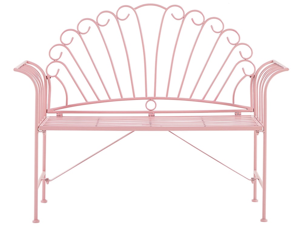 Banc de jardin 125 cm métal rose