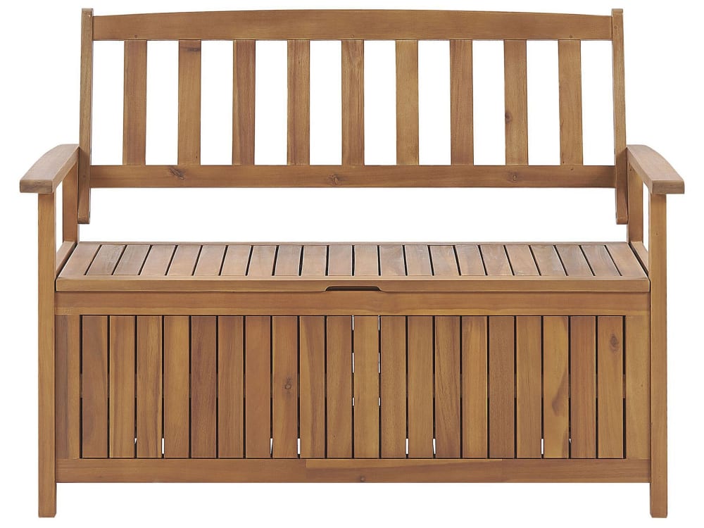 Banc de jardin 120 cm avec rangement acacia marron