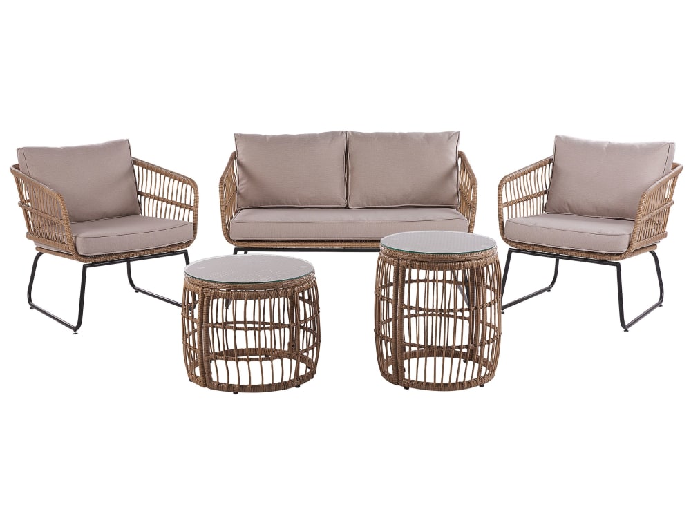 Garten Lounge 4 Personen Aus Polyrattan, Beige