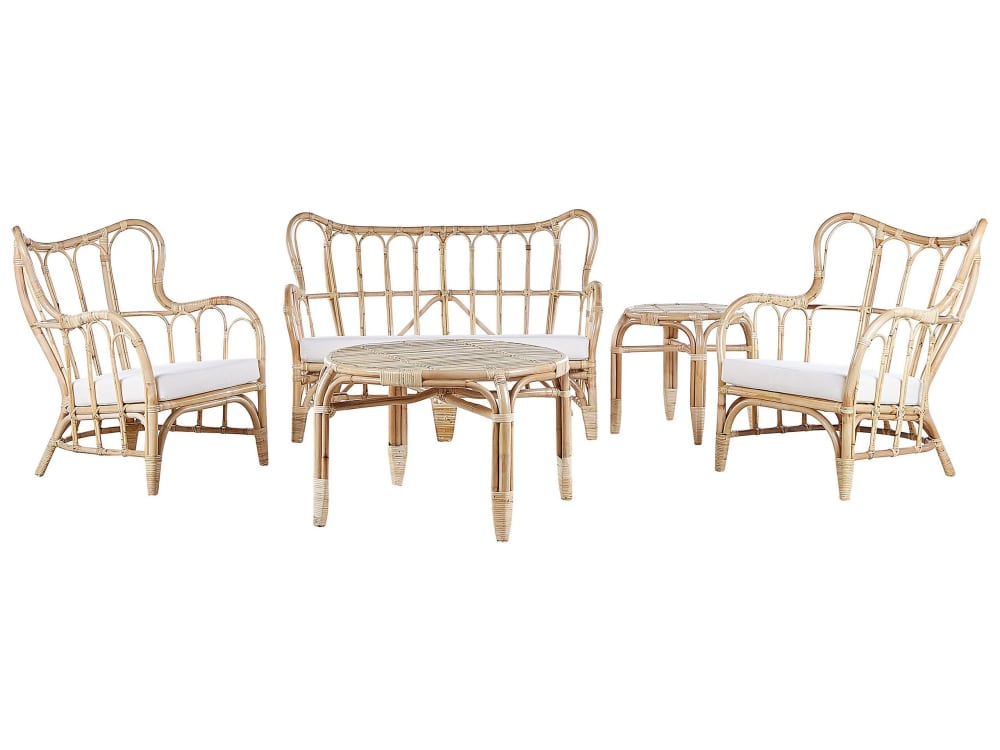 Set de jardin en rotin naturel 4 Personnes
