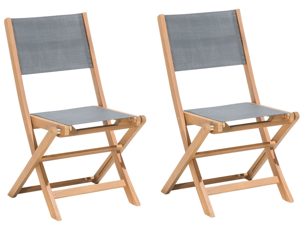 Gartenstuhl 2Er Set Aus Holz 90 Cm, Grau