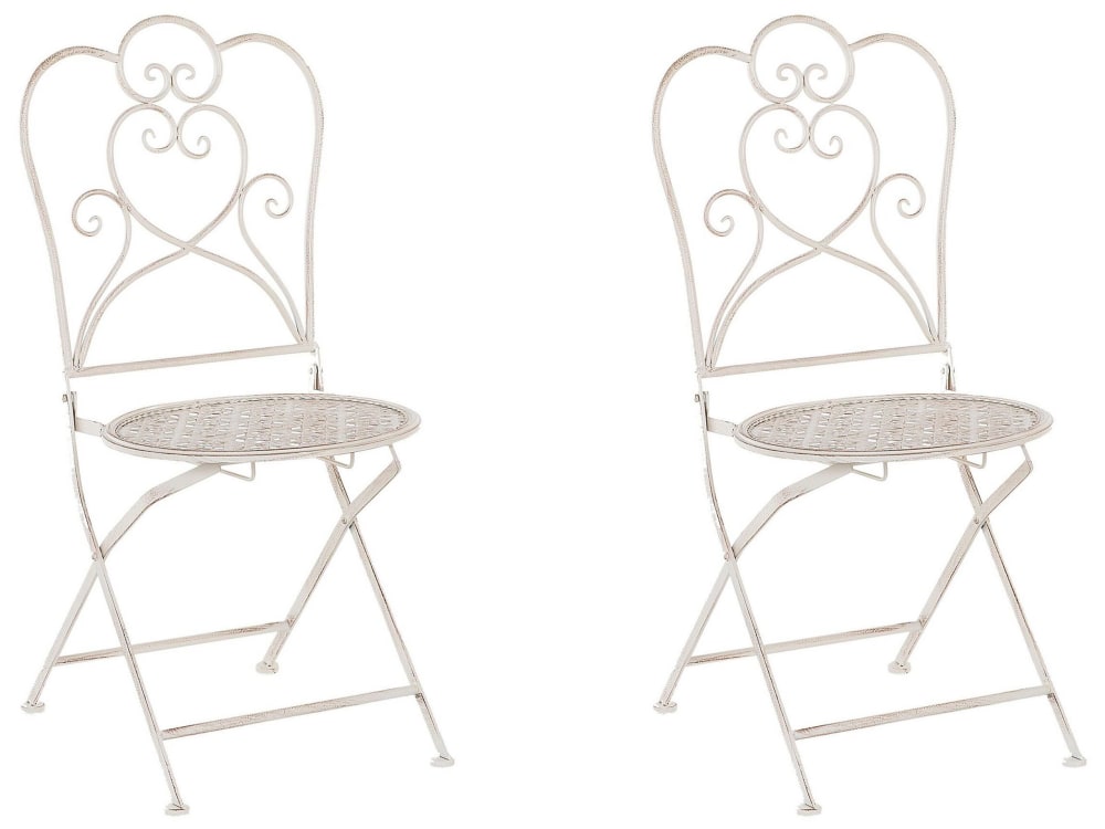 Lot de 2 chaises de jardin pliant métal beige clair