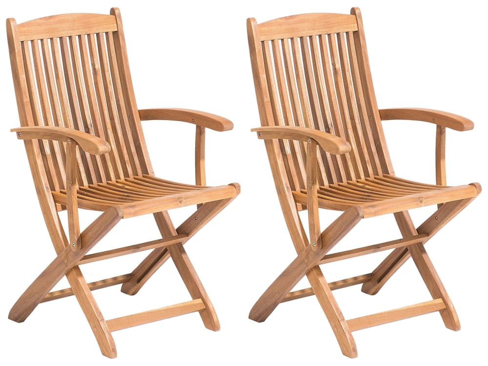 Lot de 2 chaises de jardin acacia marron clair