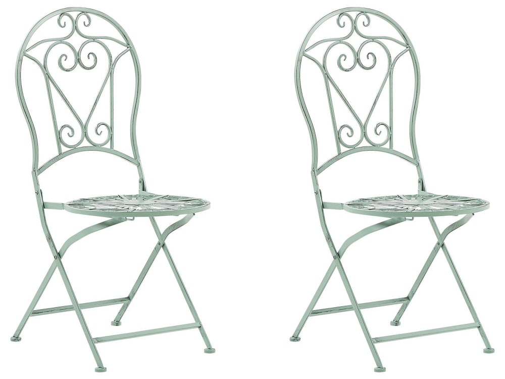Lot de 2 chaises de jardin métal vert clair
