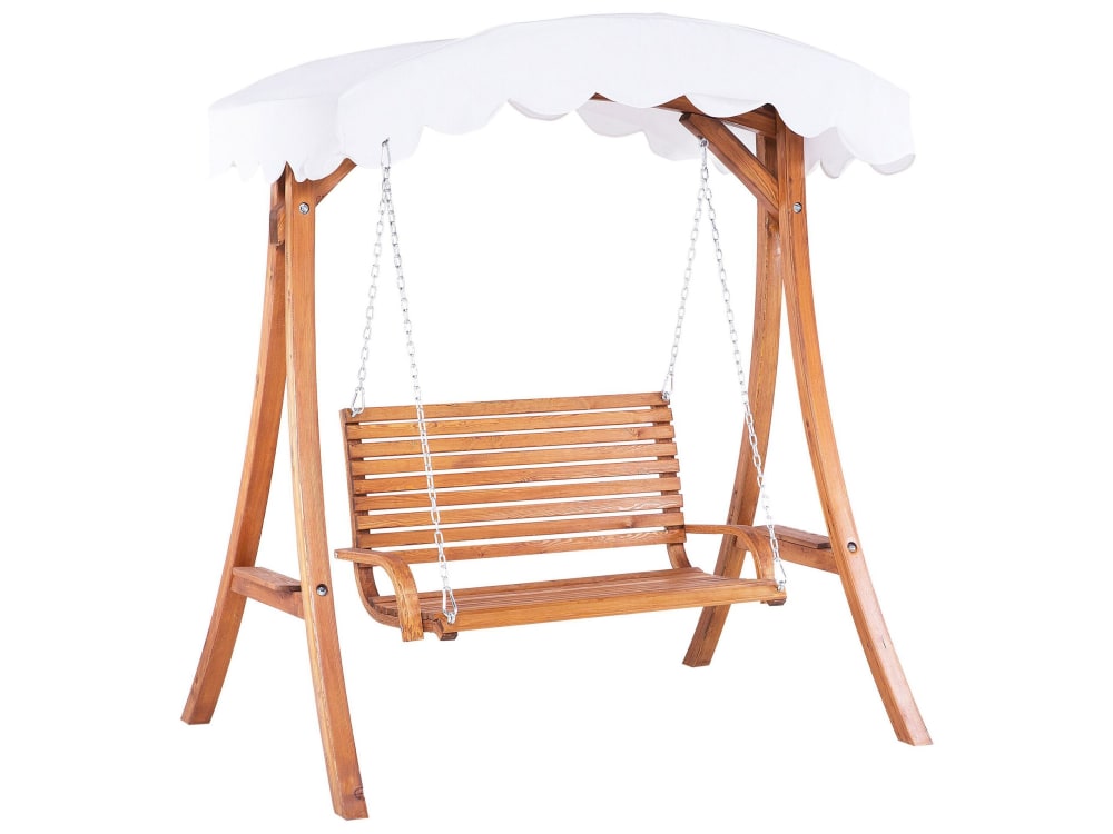Balancelle de jardin en bois avec baldaquin détachable